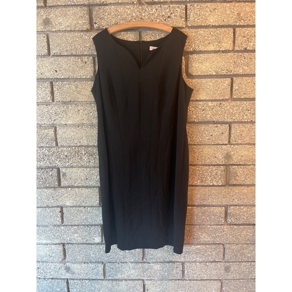 Calvin Klein Womens Black Sleeveless Sheath Dress 14W Made In Vietnam Elegant De